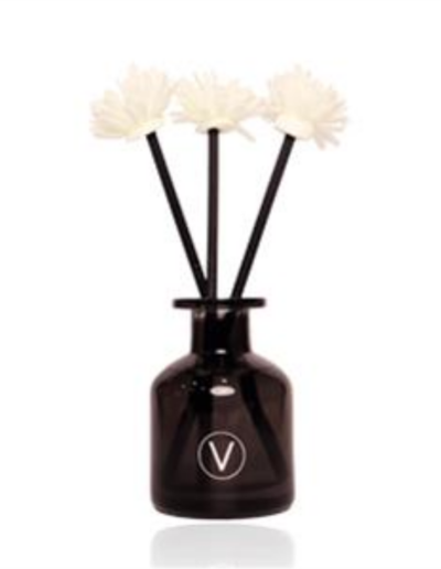 Vegas Ambiente Raumduft Diffusor Black Wood 150ml mit Rattanstäben und dekorativen Blumen